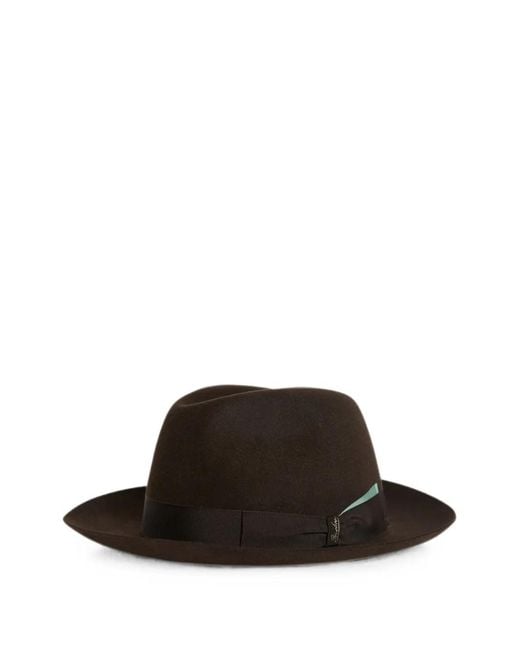 Pal Zileri Black X Borsalino Federico Fédora À Détail Gros Grain for men