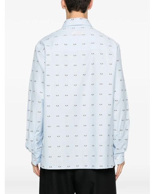 LC23 White Chest-Pocket Patterned Shirt for men