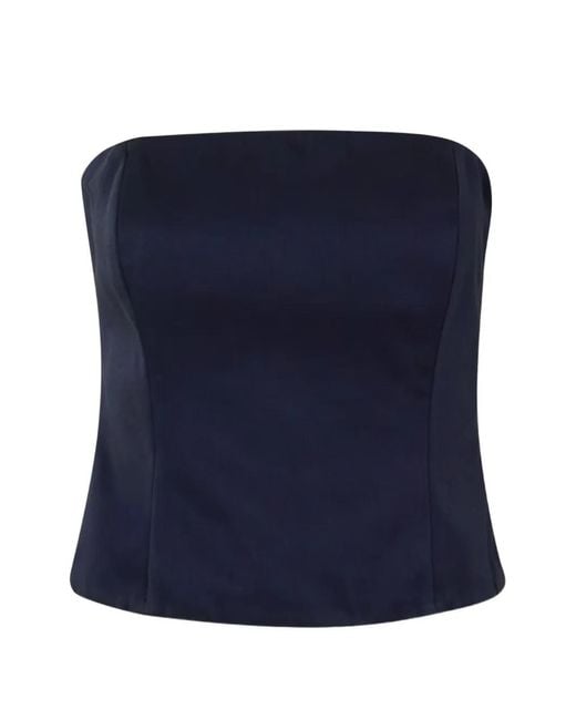 Brunello Cucinelli Blue Strapless Top