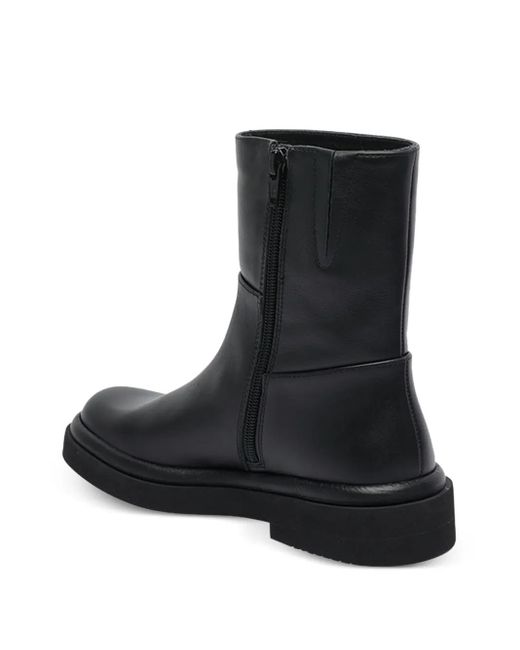 Paloma Barceló Black Zip-Detail Round-Toe Ankle Boots