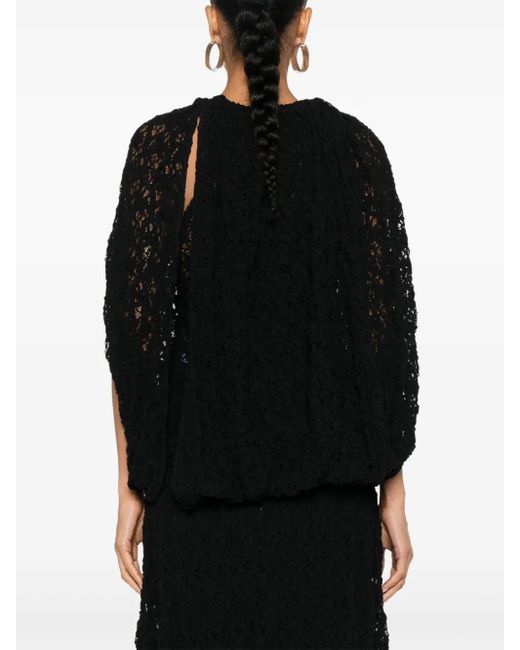 Jil Sander Black Lace-Embroidered Blouse