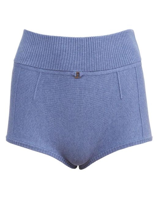 Fleur du Mal Blue Knitted Mini Shorts