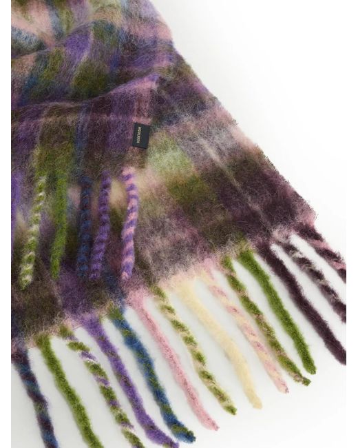 Woolrich Purple Check-Pattern Scarf