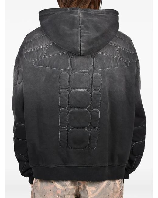 Satoshi Nakamoto Black Padded Logo-Print Hoodie for men