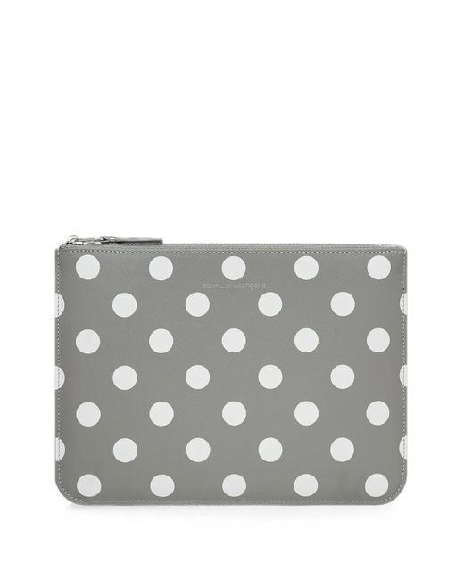 Comme des Garçons Gray Polka-Dot-Print Zip-Top Pouch for men