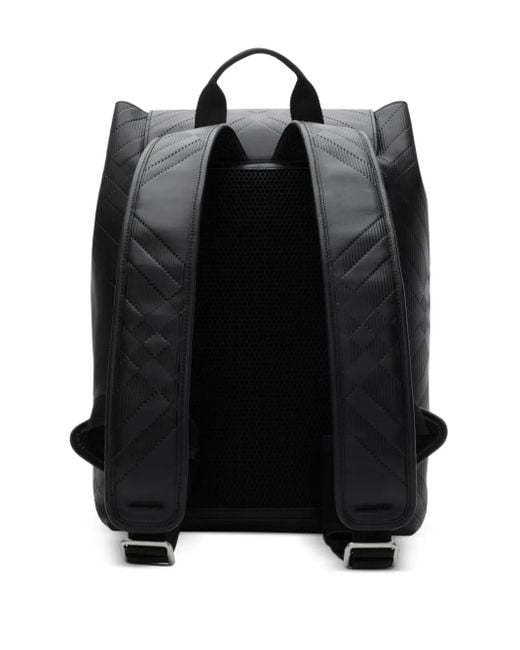 Burberry Black Embossed-Check Backpack for men
