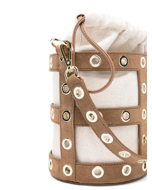 Maje White Eyelet Bucket Bag