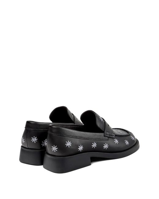 Camper White Donna Floral-Embroidered Loafers