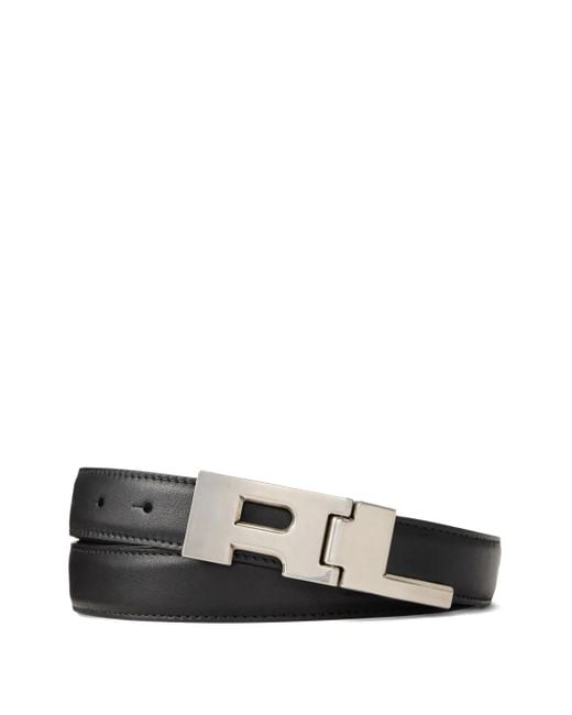 Ralph Lauren White Logo-Buckle Leather Belt for men