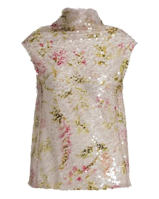 Alberta Ferretti Gray Printed Sequins Shirt