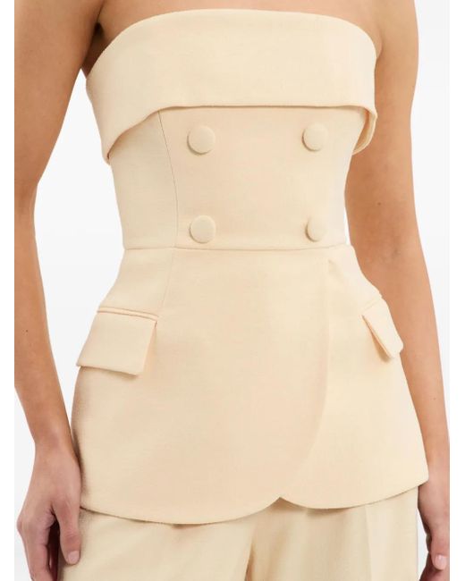Rebecca Vallance Natural Strapless Double-Breasted Top