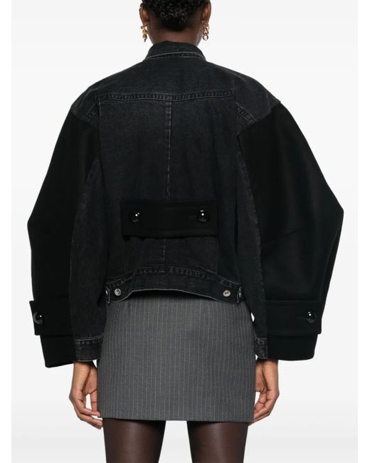 Sacai Denim Jack Met Vlakken in het Black