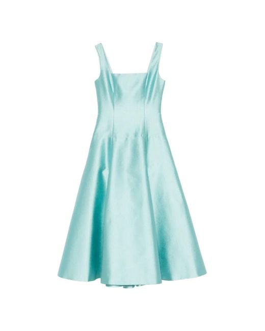 Fely Campo Blue Square-Neck Midi Dress