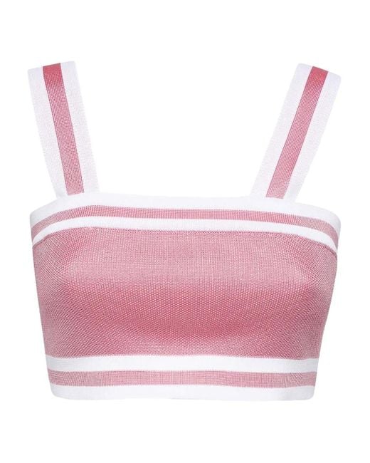 Balmain Pink Gestreiftes Tanktop mit Reißverschluss
