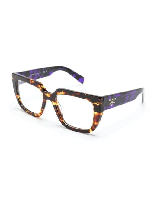 Prada Brown A03V Cat-Eye Glasses