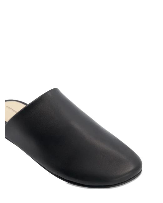 Carven Black Leather Flat Mules