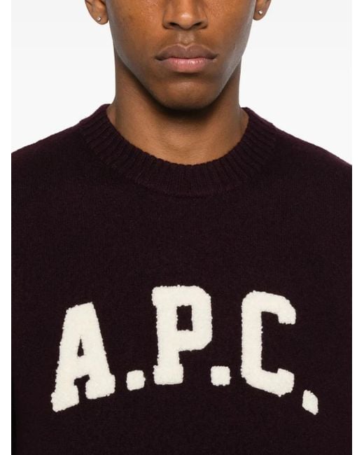 A.P.C. Blue Jay Varsity-Logo Crew-Neck Sweater for men