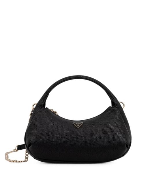 Guess Black Gilda Logo-Plaque Chain-Link Shoulder Bag