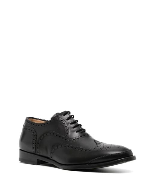McQueen Black Leather Oxford Shoes for men