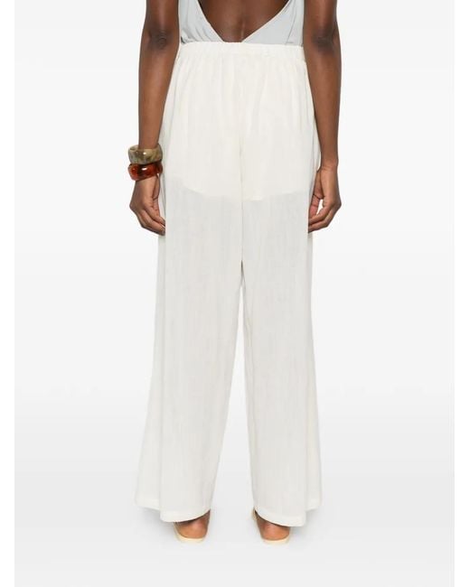 ELEH White Pleated Wide-Leg Trousers