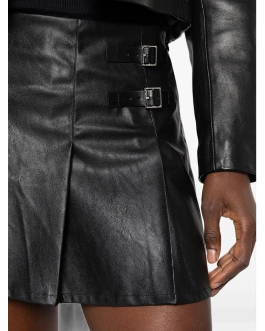 Pinko Black Buckle-Detail Pleated Mini Skirt