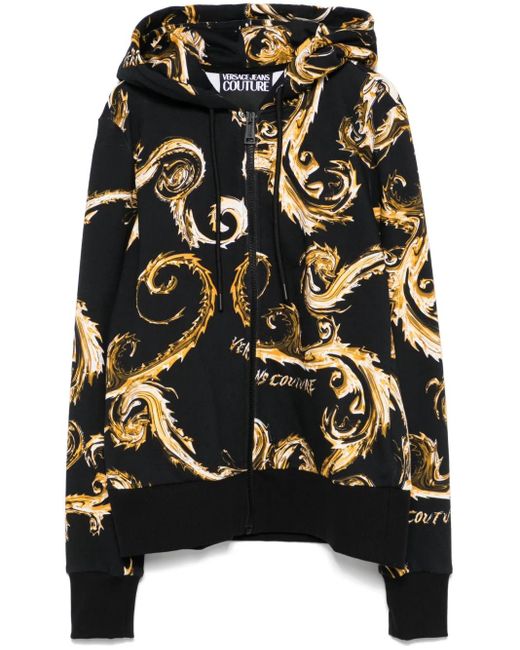 Versace Jeans Couture Black Barocco-Print Hoodie