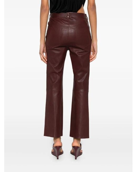 FRAME Red Reboot Crop Leather Trousers