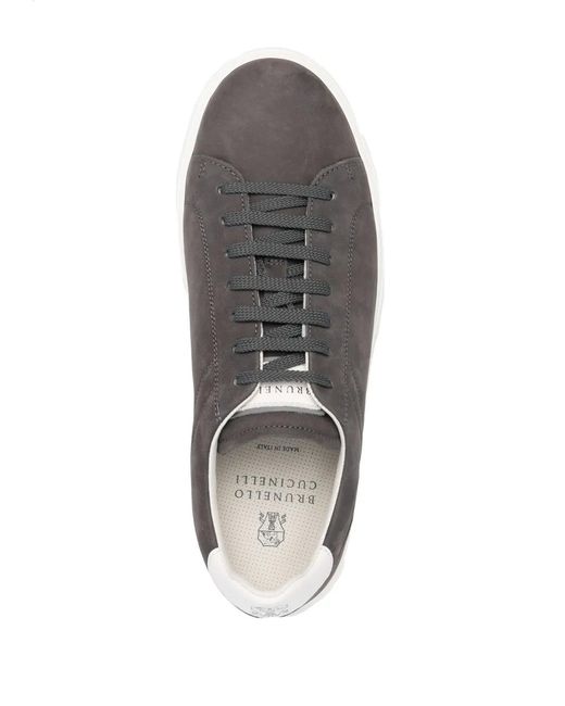 Brunello Cucinelli Gray Suede Leather Sneakers for men