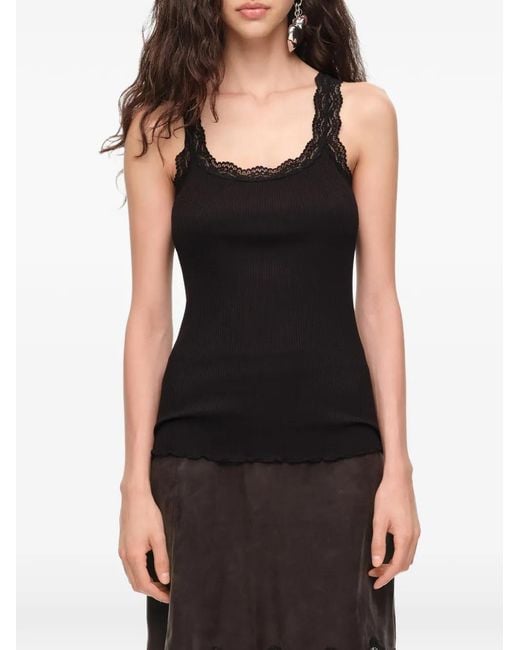 Bimba Y Lola Black Ribbed Top With Straps