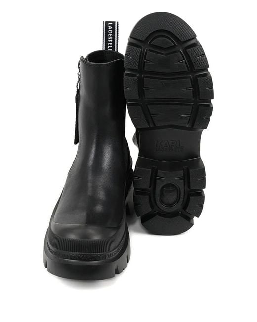 Karl Lagerfeld Black Zip-Detail Chunky Sole Boots