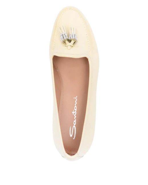 Santoni Natural Loafer Mit Strass