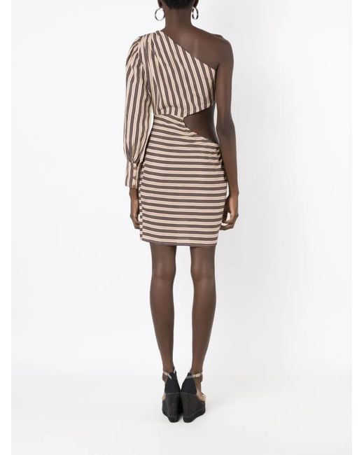 Amir Slama Blue One-Shoulder Striped Dress