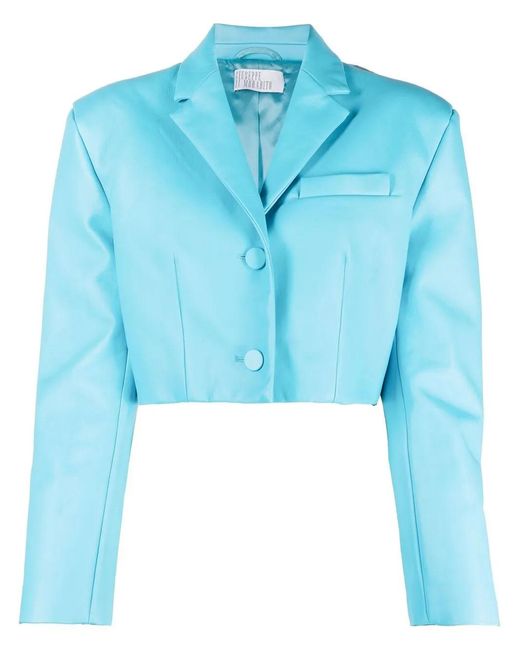 GIUSEPPE DI MORABITO Blue Single-Breasted Cropped Blazer