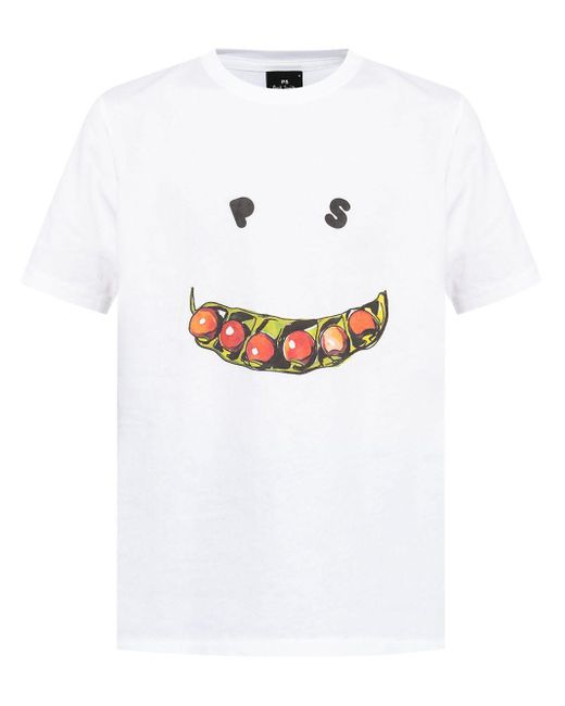 PS by Paul Smith White Smiley Graphic-print Cotton T-shirt for men