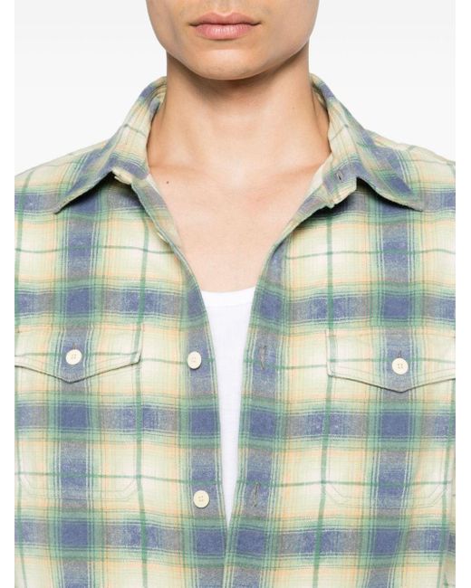 Visvim Blue Plaid-check Flannel Shirt for men