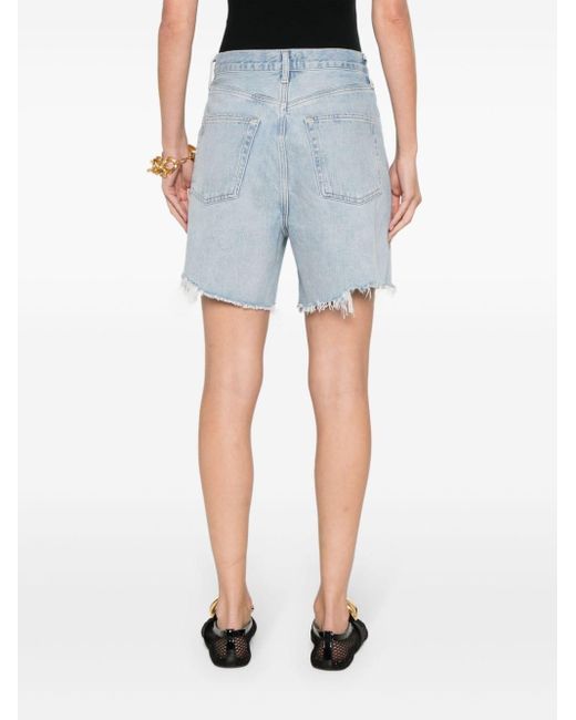 Agolde Blue Stella Jeans-Shorts im Distressed-Look