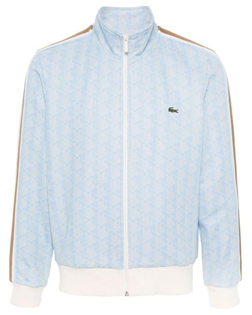 Lacoste Paris monogram-jacquard zipped sweatshirt in Blue für Herren