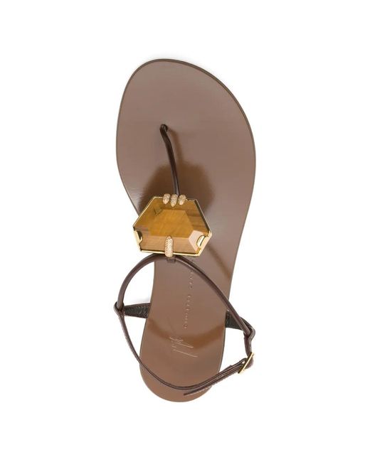 Giuseppe Zanotti Brown Buckle Embellished Sandals