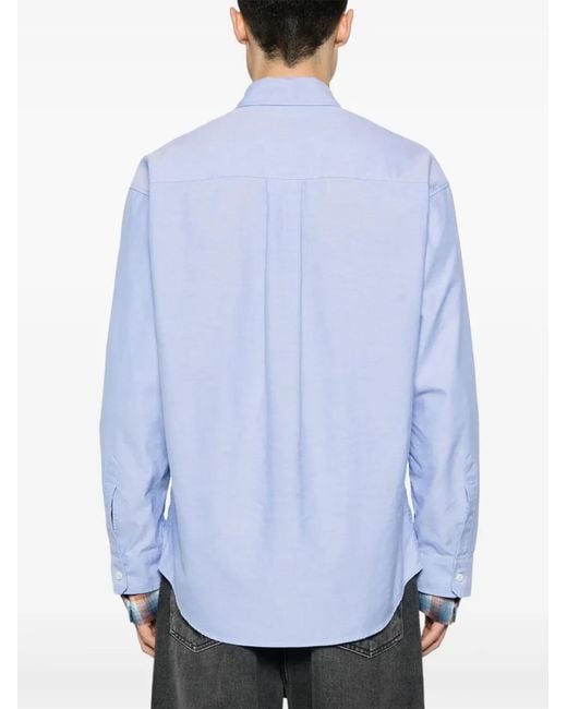 DSquared² Blue Logo-Embroidered Shirt for men