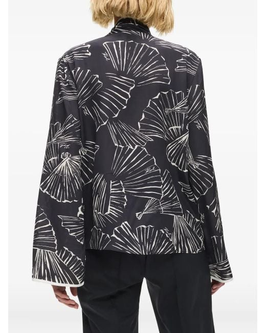 Karl Lagerfeld Black Graphic-Print Blouse