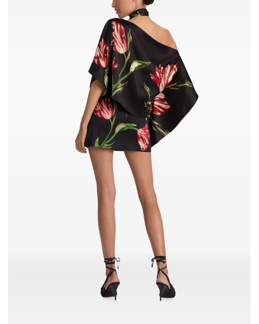 Alice + Olivia Black Rita One-Shoulder Blouse
