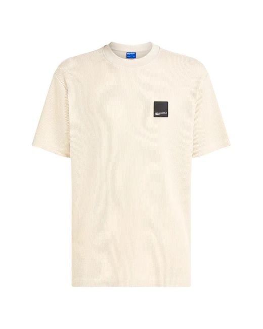 Karl Lagerfeld White Logo-Plaque T-Shirt for men