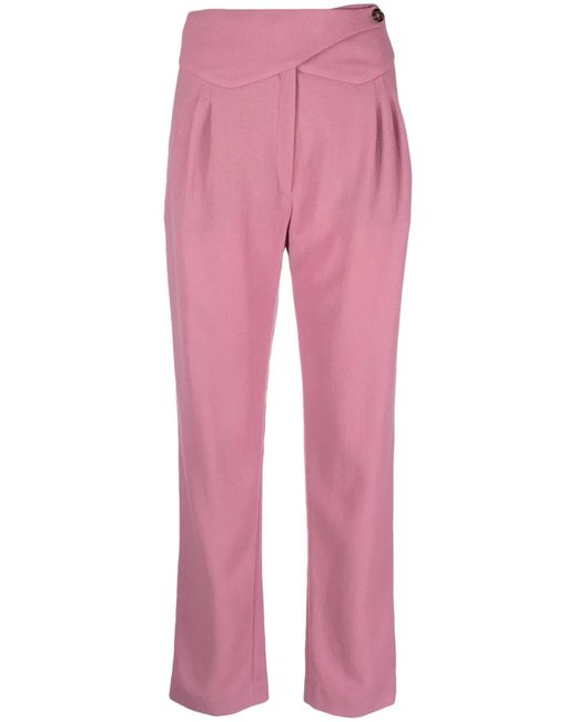 Blazé Milano Pink Cool & Easy Pleat-Detail Virgin Wool Trousers