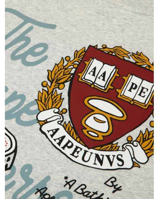 Aape By A Bathing Ape Gray Aapeunvs College Graphic-Print T-Shirt for men