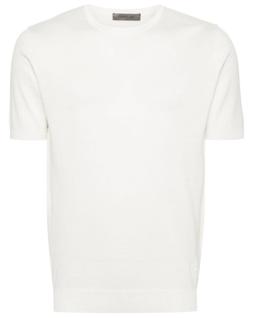 T-shirt en maille fine Corneliani pour homme en coloris White