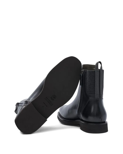 Brunello Cucinelli Black Leather Chelsea Boots