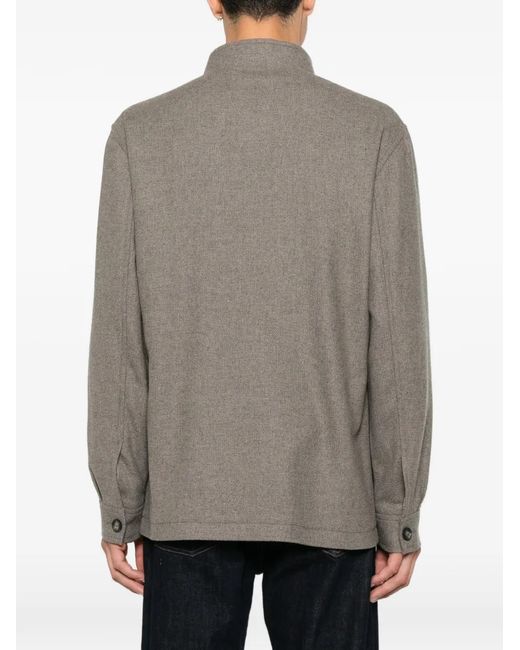 Tagliatore Gray High-Neck Patch-Pocket Jacket for men