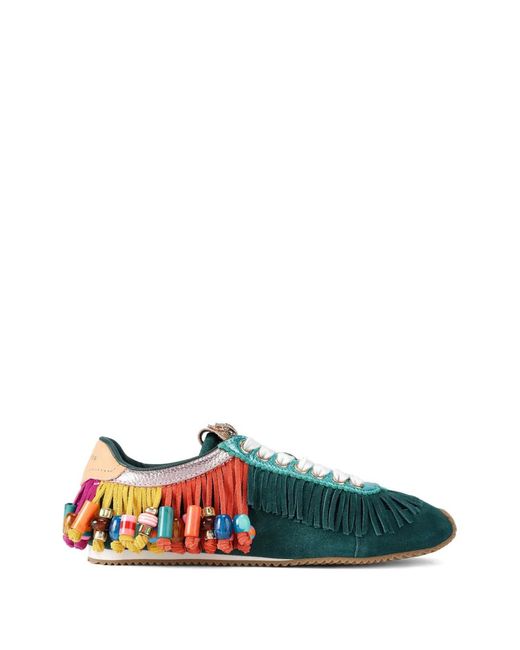 Kurt Geiger Green Beaded Tassel Sneakers