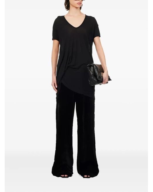 Rick Owens Black Asymmetrical Short-Sleeve Top