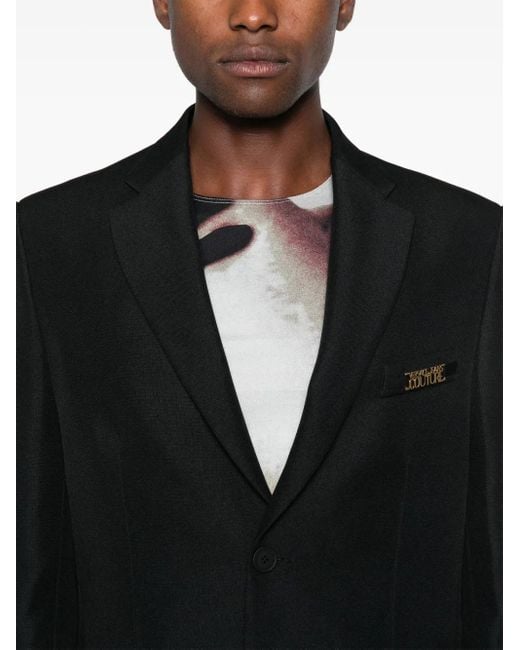Versace Jeans Couture Black Logo-Appliqué Blazer for men